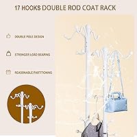 Vista 24 de Perchero con base de mármol natural, perchero moderno de metal independiente, perchero con 12 ganchos, perchero para sombreros de árbol para 12