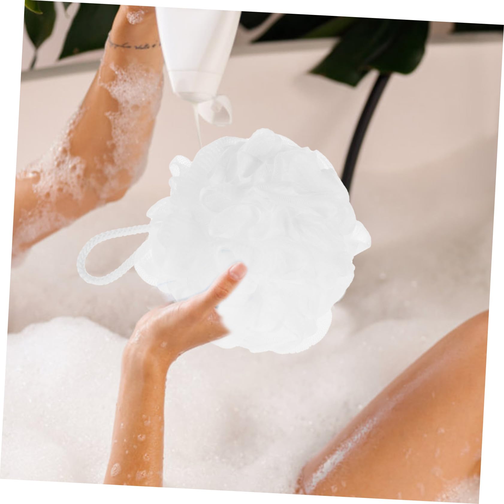 Esponja de Baño Portátil Color Claro 6 Piezas Pe y Cuerda de Algodón