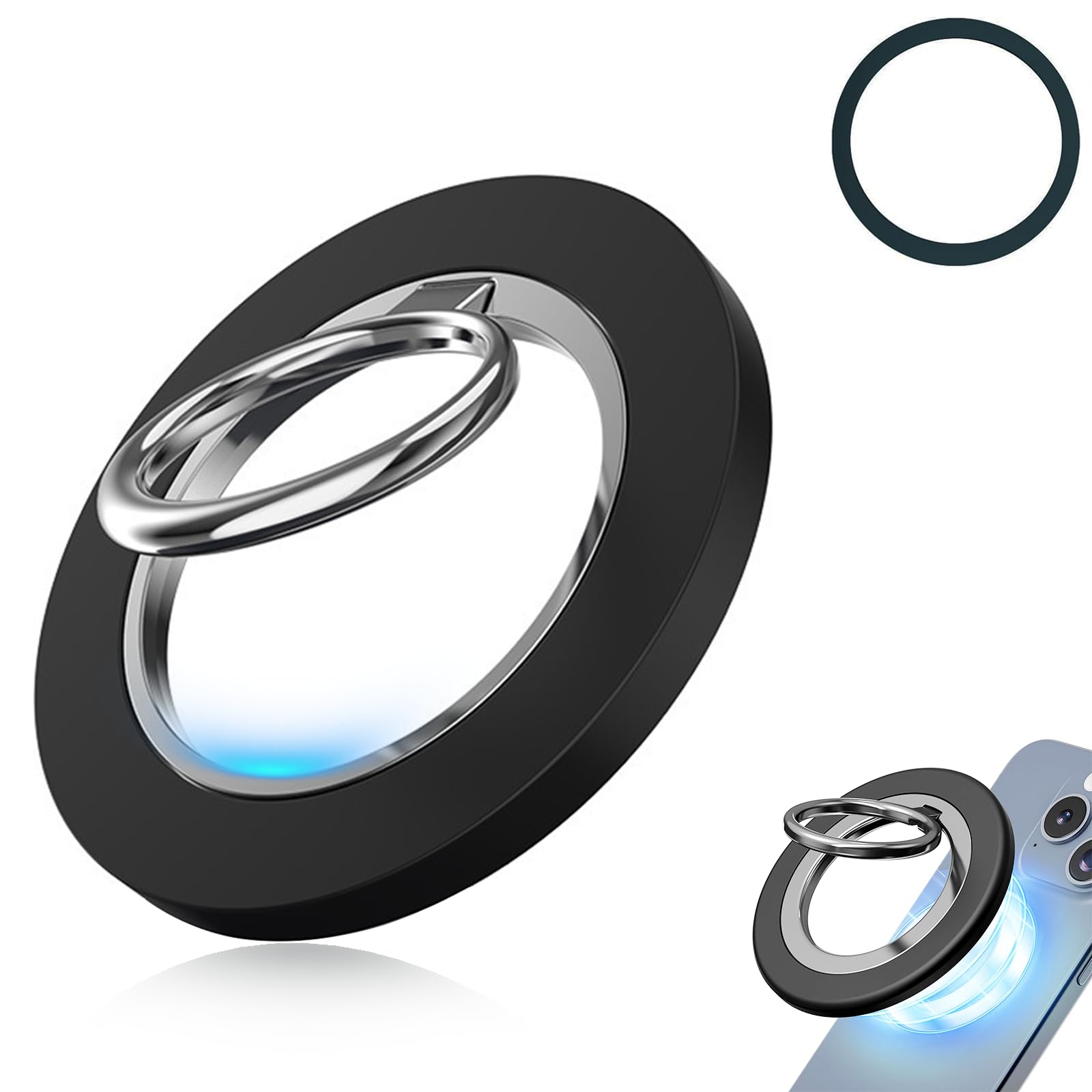 Smartphone Ring, MagSafe Ring, Magnetic, Compatible with MagSafe / Ultra Strong Magnetic, 360 Degree Rotation, Magnetic Enhancement, Metal Ring, Removable, Angle Adjustment, Easy to Put On and Take