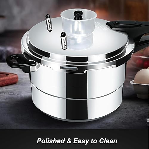 Miniatura 6 de Olla a presión de 5.3 cuartos de galón, recipiente de presión base de 3 capas para estufa de gas y cocina de inducción, utensilios de cocina
