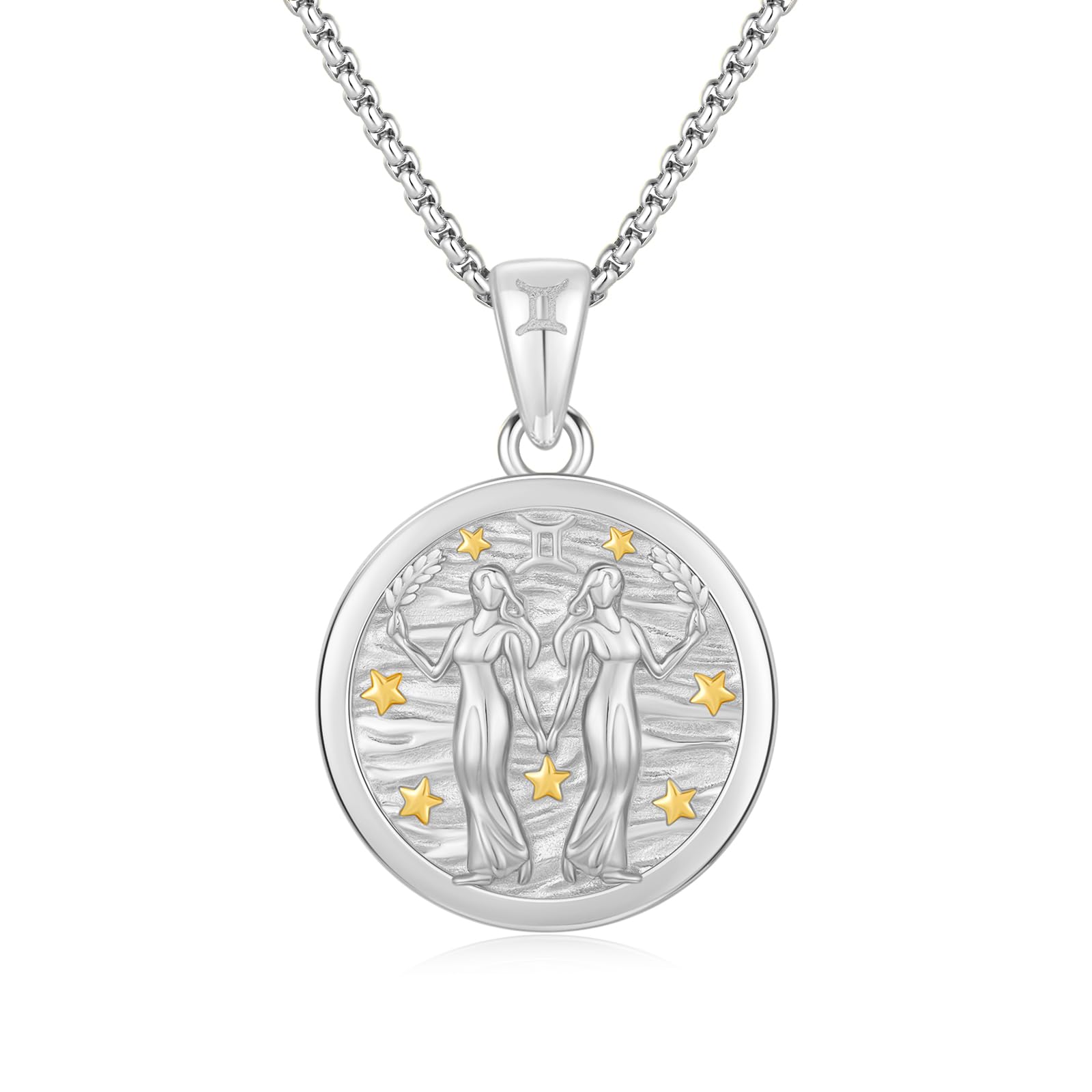REDSUN Constellatieketting, sterrenbeeld halsketting, 925 sterling zilver, sterrenbeeld, hanger, 12 sterrenbeelden, geoxideerde halsketting, sieraden voor vrouwen en meisjes, 22 x 22 mm, Sterling