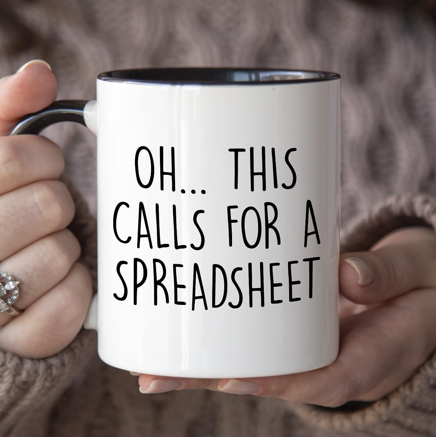 YouNique Designs Oh This Calls For A Spreadsheet Mug, 11 Ounces, Accountant Cup, CPA Coffee Mug, Accountant Gifts, Tax Accountant Gifts (Black Handle) - Image 3