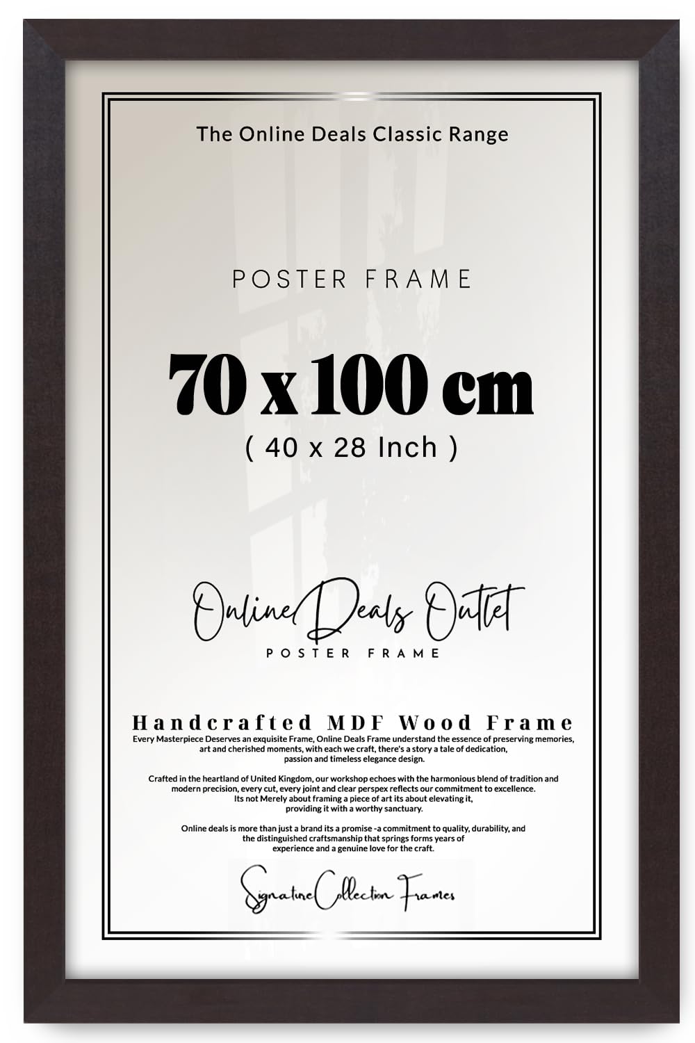 Online Deals | MDF Poster Frame (70 x 100 CM) 100 x 70 cm for Retro Posters, Artistic Sketches & Gallery Exhibits, Sturdy MDF Build, Secure Hanging Hooks [ Mahogany ]