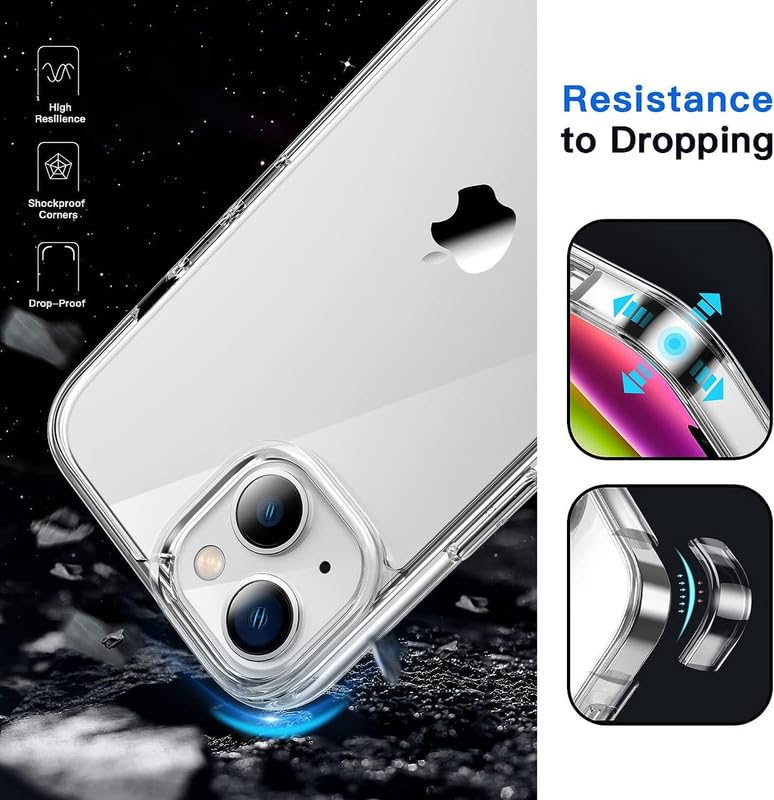 Image of Thermoplastic Polyurethane For iPhone Case 14 Plus,[Anti-Yellowing Technology] [Military Grade Drop Protection] Shockproof Slim Hybrid Phone Case For iPhone 14 Plus-Crystal Clear