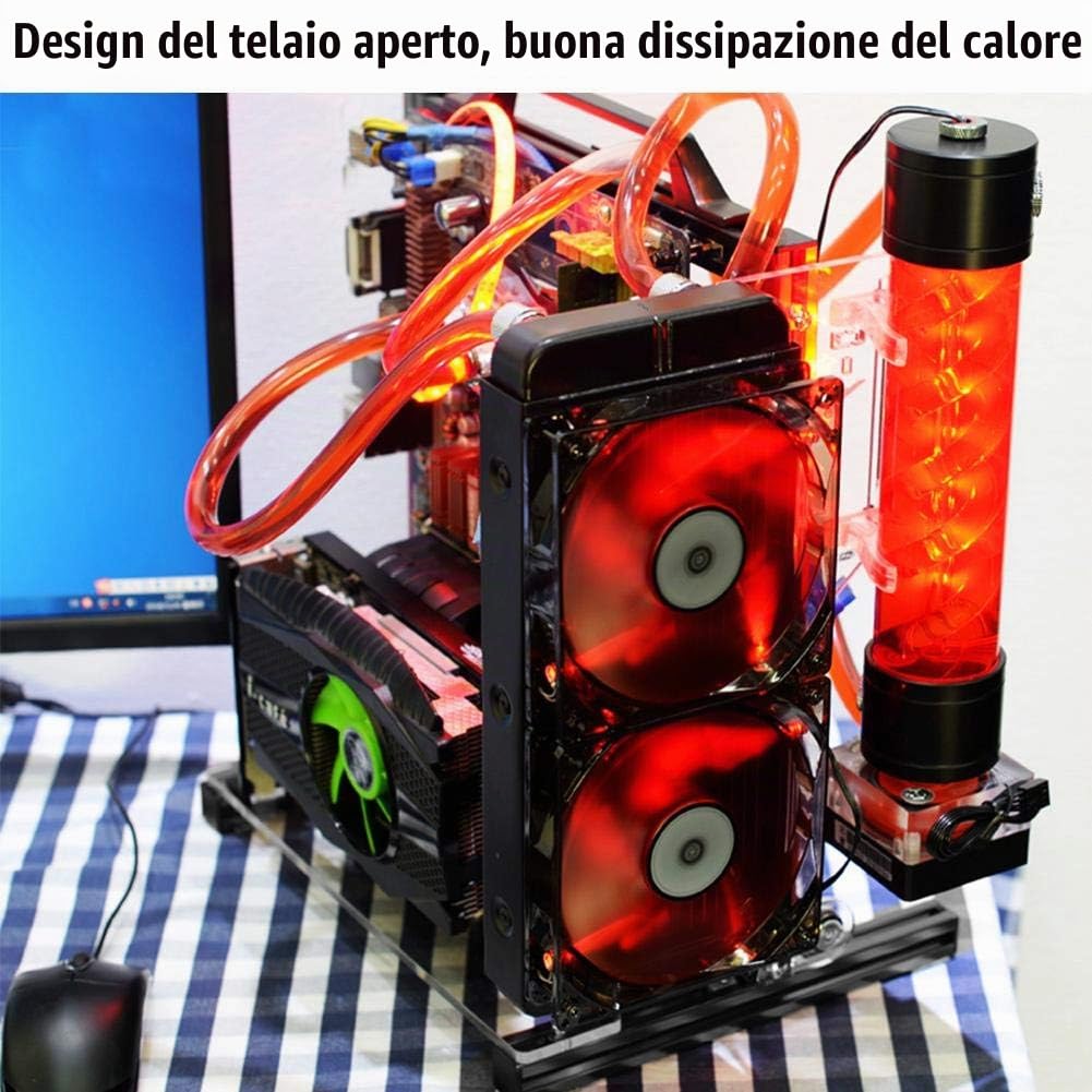 Custodia aperta per PC ATX/M-ATX/ITX - Supporto verticale per overclocking - Manico aperto fai-da-te profilo in alluminio 20x20 Nero