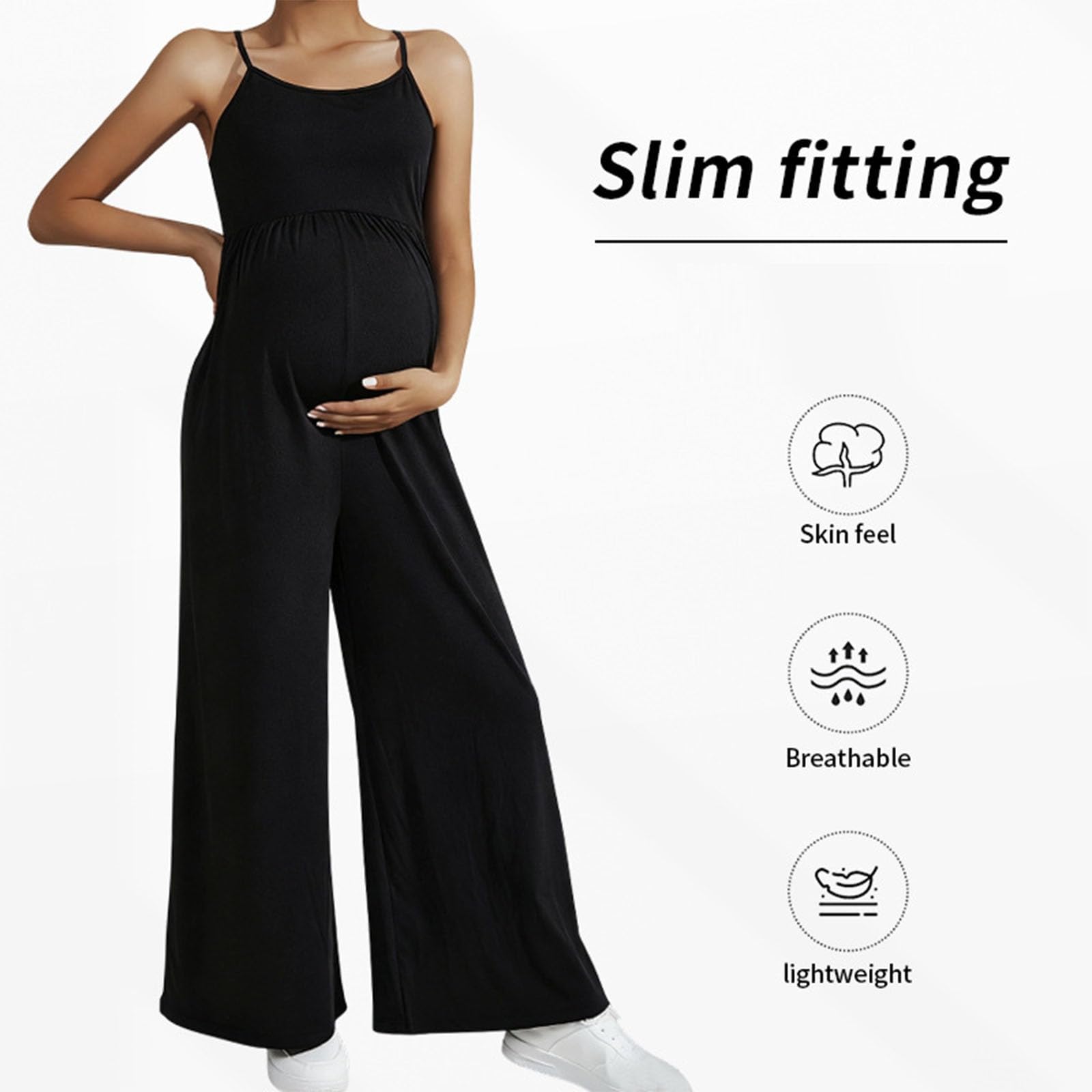 Salopette Premaman Donna S-XL Elegante Moda Scollo a U Tuta Premaman Donna Pantaloni Larghi Lunghi Comoda Jumpsuit Playsuit Overall Gamba Larga Casual per maternità