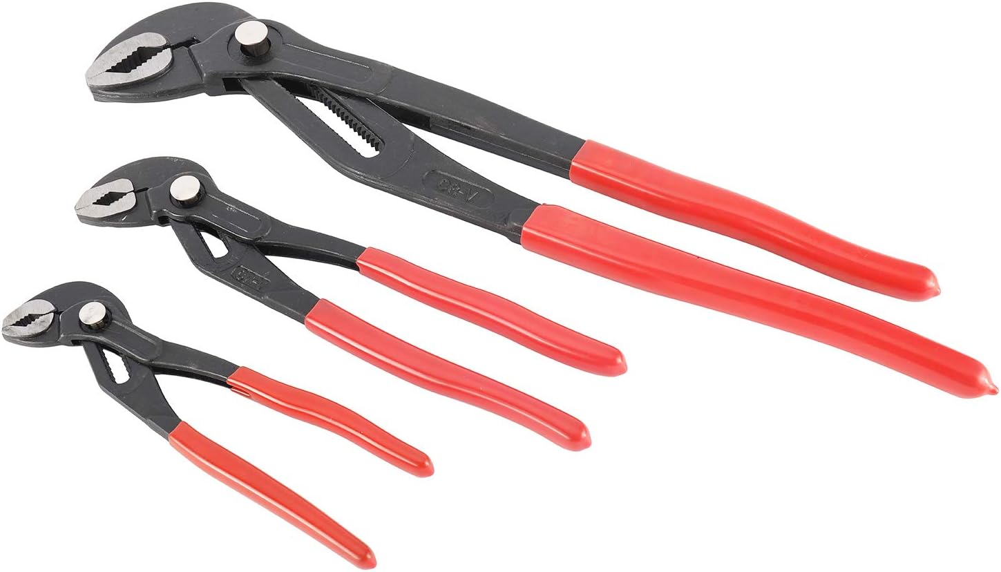 HighFree 3PCS Water Pump Pliers Set 7Inch, 10Inch, 16Inch, Tongue and Groove Pliers Set Quick Adjustment by Pressing and Sliding Grips Any Shaped Object