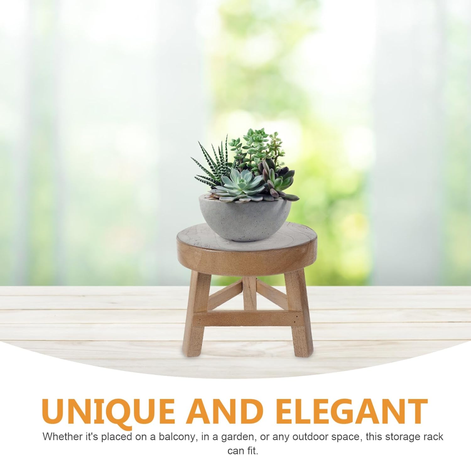 NOLITOY Mini Wooden Stool Display Stand, Plant Pot Riser Holder Bonsai Rack Small Table Succulents Flower Shelf for Outdoor Home Office Decor