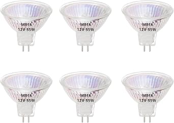 MR16 Halogen Light Bulbs, 35W 12V, GU5.3 Bi-Pin Base MR16 Halogen Spotlight Bulbs, 2800K Warm White,  Dimmable, Pack of 6 [Energy Class G]