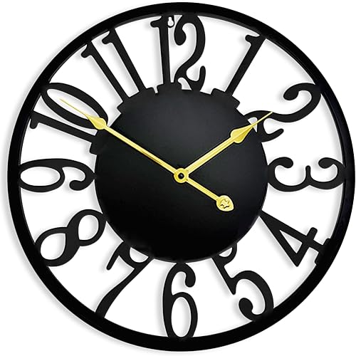 Miniatura 9 de Reloj de pared grande de 16 pulgadas, silencioso y moderno, funciona con pilas, moderno reloj decorativo de metal rojo para patio, porche, área de