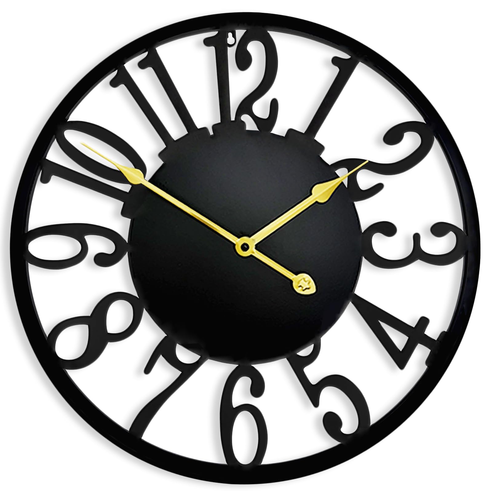 Grande horloge murale de 40,6 cm, horloge murale moderne et silencieuse à piles, horloge décorative en métal noir pour salon, cuisine, chambre à coucher