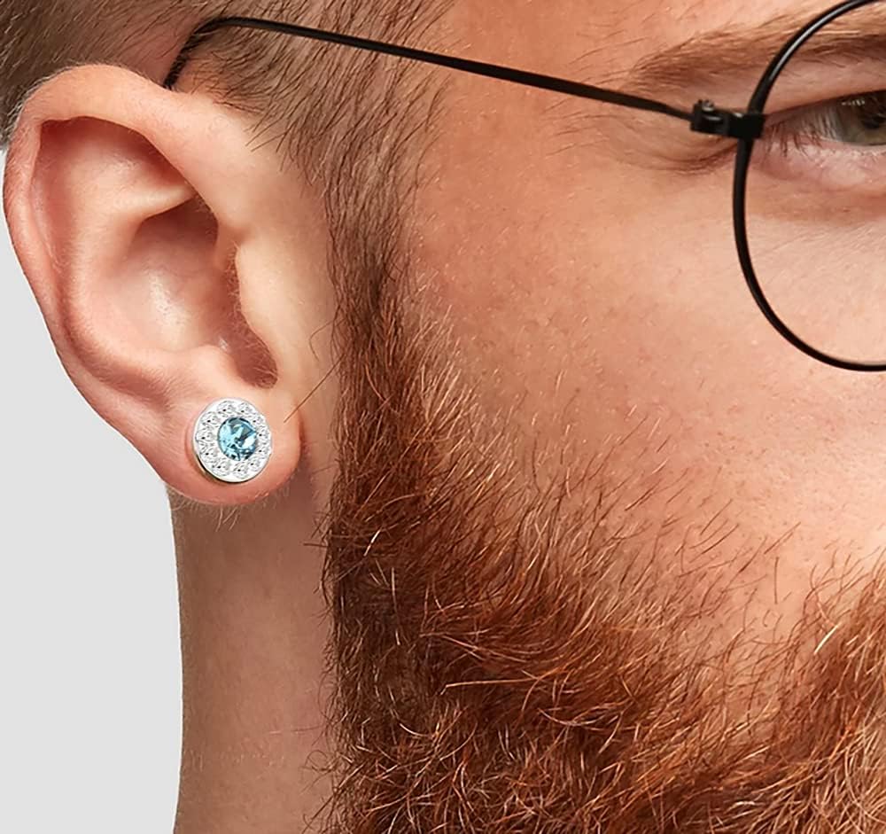 Multi Clear Crystal Stones Around Round Center Stone 16 Gauge 316L Surgical Steel Fake Ear Plug - Faux Body Piercing Jewelry