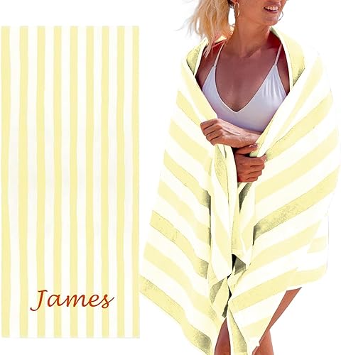 Toallas de playa personalizadas para adultos  Toallas de piscina personalizadas con nombre  Toallas de playa a rayas 100% algodón para mujeres y