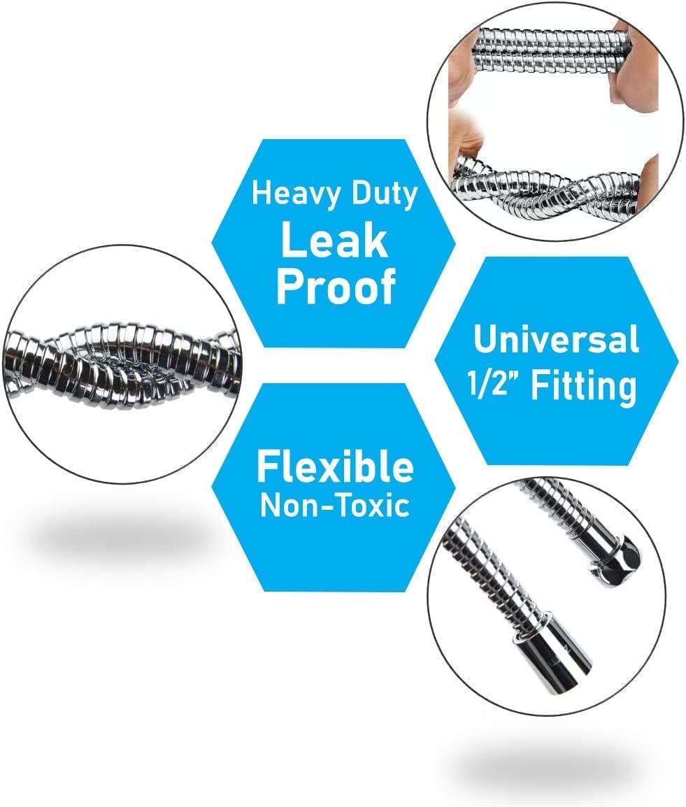 MKB Stainless Steel Shower Hose Anti-Kink & Anti-Explosion Shower Hose for Hand Held Shower Heads Lightweight and Flexible (2 Meter) - Image 4