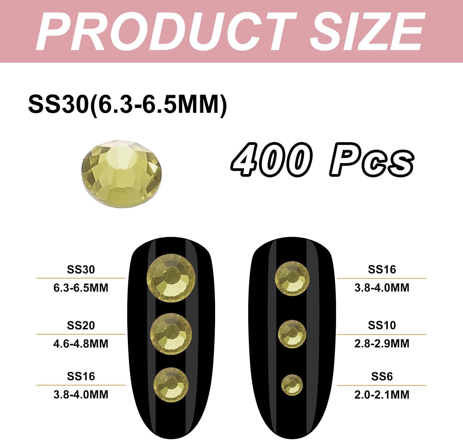 PATIKIL 400Pcs SS30 Round Flatback Crystal 6.3-6.5mm Glass Rhinestones Gems Diamonds for DIY Crafts Clothes Shoes Nail Art Decoration, Light Yellow - Image 2