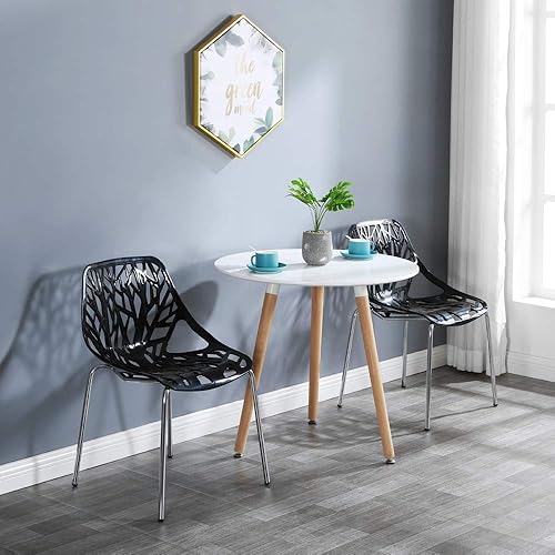 Miniatura 19 de Bonnlo Juego de 4 sillas apilables modernas, sillas de comedor blancas de cocina, sillas cómodas de abedul para comedor, sala de estar, sala de