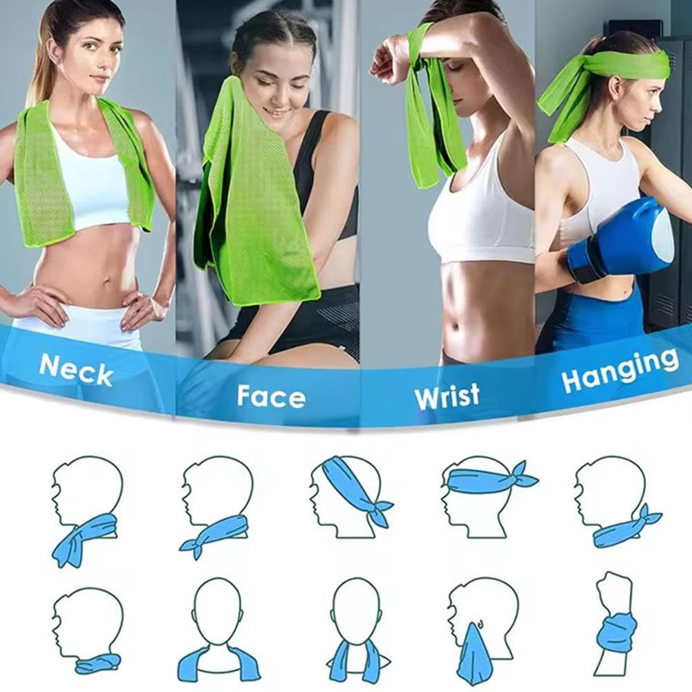 Lot de 10 serviettes rafraîchissantes en microfibre douce et respirante à séchage rapide pour le cou et le visage, idéales pour la gym, le yoga, le camping, la course à pied, le fitness, les activités