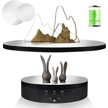 [electric lazy susan] 2 in 1 Motorized Display Stand with Mirror Sticker,...