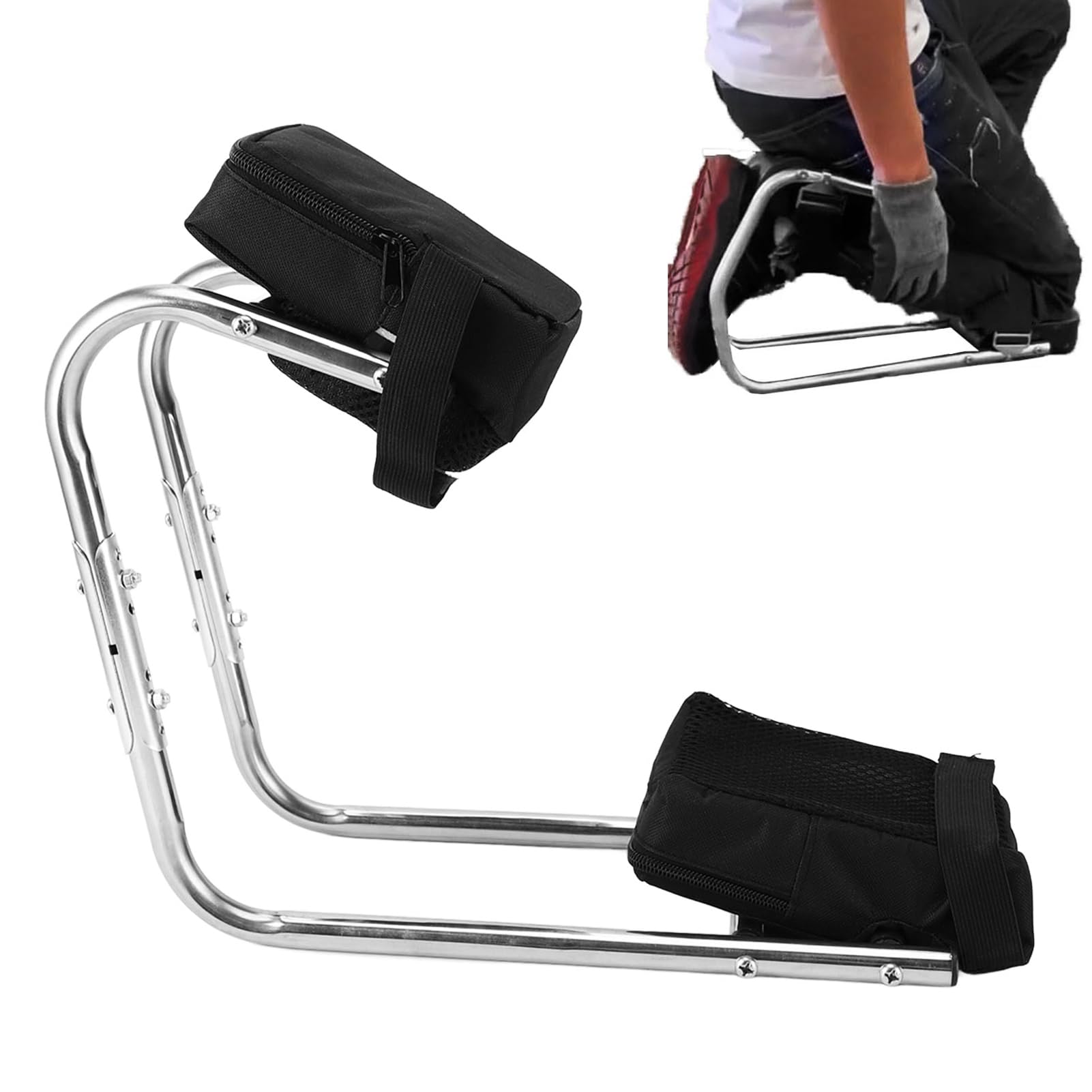 LICAEVEY Siège de Jardin et Genouillère, Siège de Genou Pliant en Acier Inoxydable, Outil de Jardinage, Support de Cheville Ergonomique, Attelle de Jambe de Siège de Genou