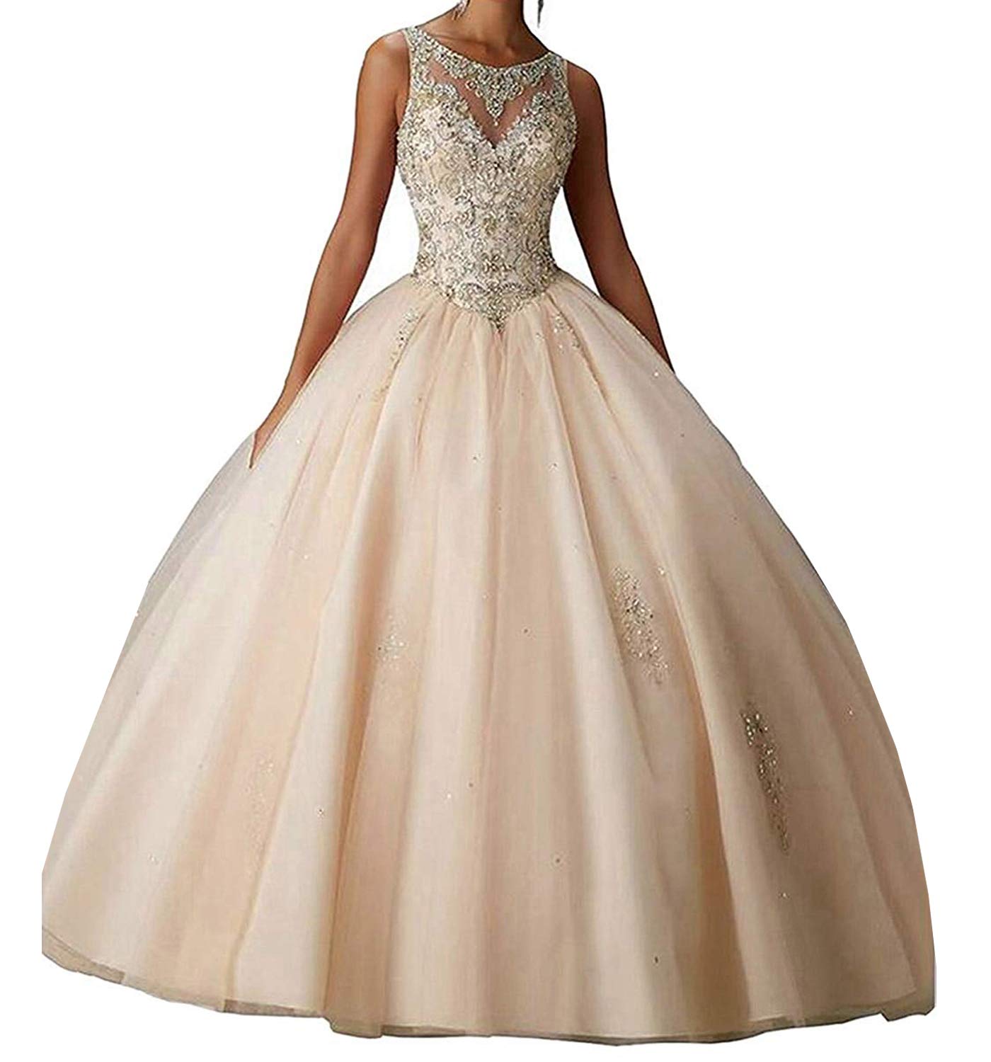 Carnivalprom Women's Ball Gown Quinceanera Dress Crew Wedding Dress Beaded Prom Dress