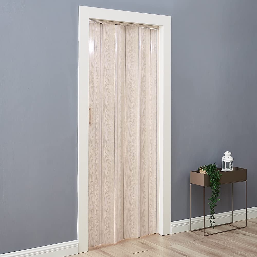 Plastic Foldable Sliding Door, Internal Folding Door Panel with Handle, Space Saving Room Divider (Ivory, Thickness 12mm) โ image 1