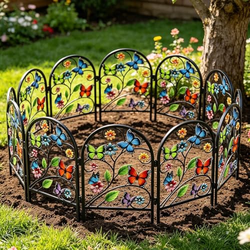 Clôture métallique de jardin en arche | Lot de 6 bordures de protection pour fleurs et potager