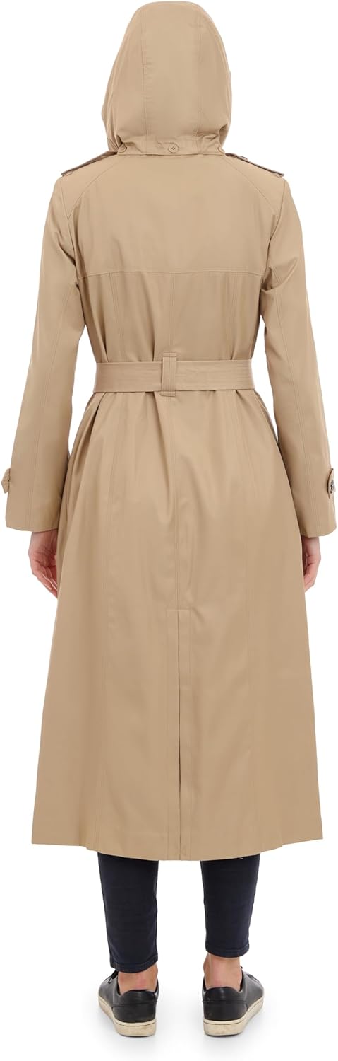 LONDON FOG womens Single Breasted Long Trench Coat With Epaulettes and Belt - Image 7