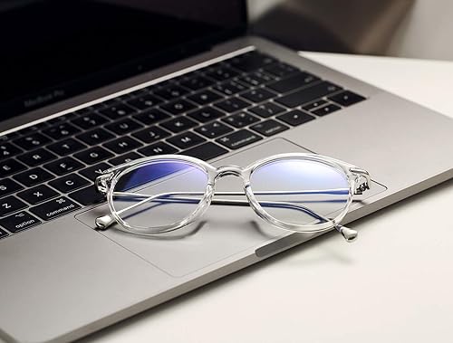 Miniatura 9 de COASION Lentes de bloqueo de luz azul para mujer, estilo vintage, redondas, antirrayos azules, lentes para juegos de computadora