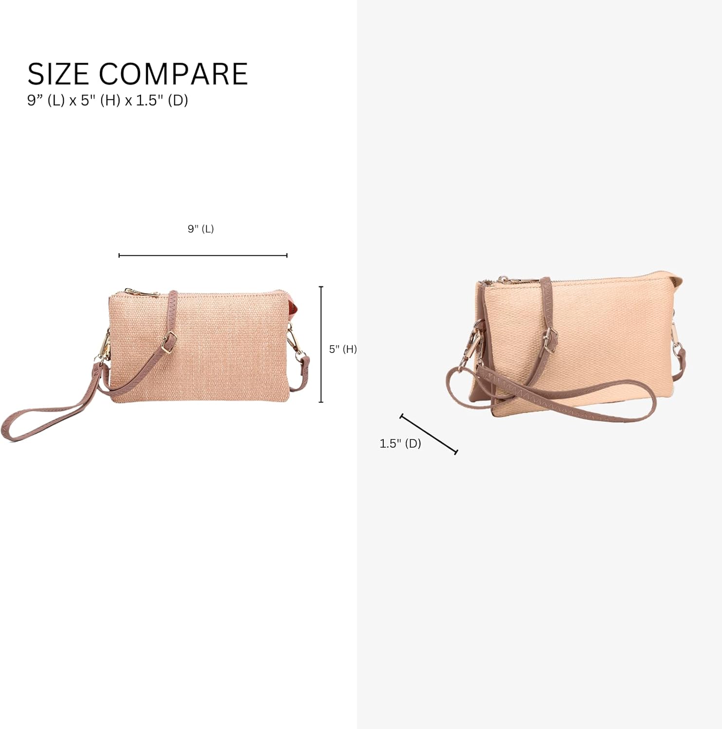 JEN & CO. Riley Micro Straw Small Crossbody Bags Vegan Leather Wristlet Wallets Clutch Purses Shoulder Handbag for Women
