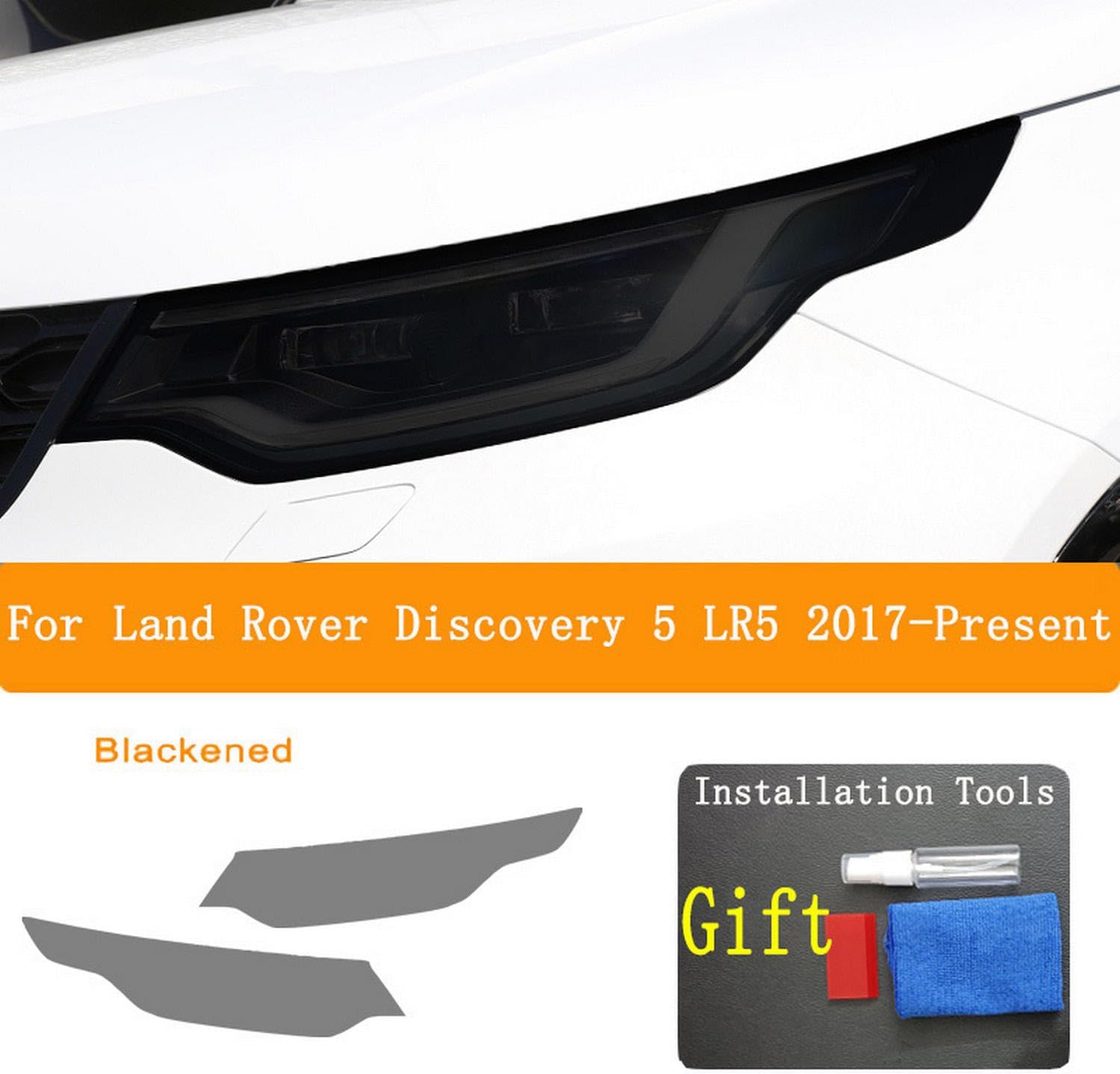 JCAKES Car Headlight Protective Film Vinyl Restoration Transparent Black TPU Sticker，for Land Rover Discovery 5 R5 2017-2023 Accessories