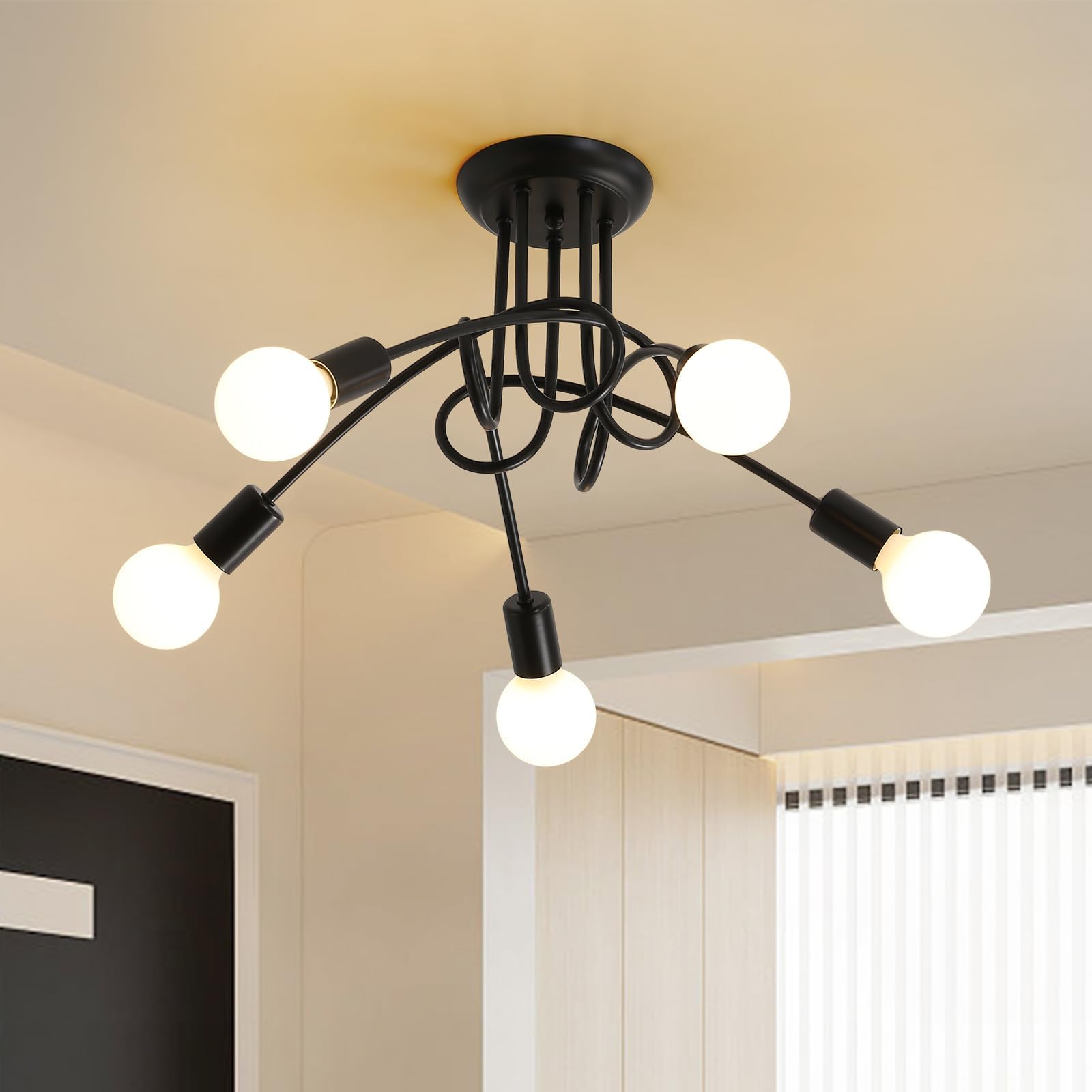 ANKYLHUA Modern Sputnik Chandelier 16-Light Semi Flush Mount Ceiling Lighting Fixture With E26