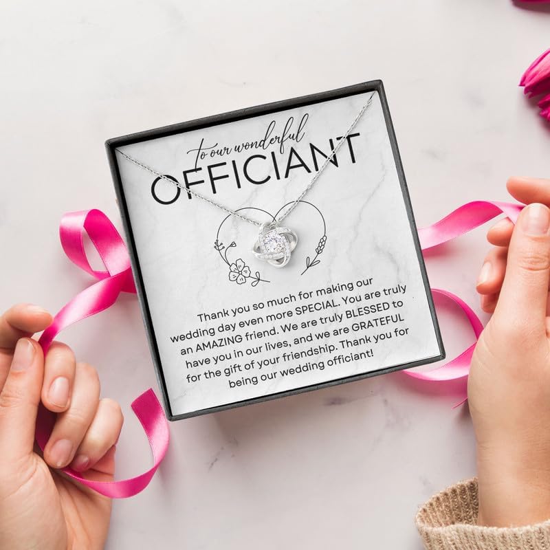 Wedding Officiant Necklace Silver Plated Love Knot Standard - Thank You So Much For Making Our - Appreciation Marriage Ceremony Planner