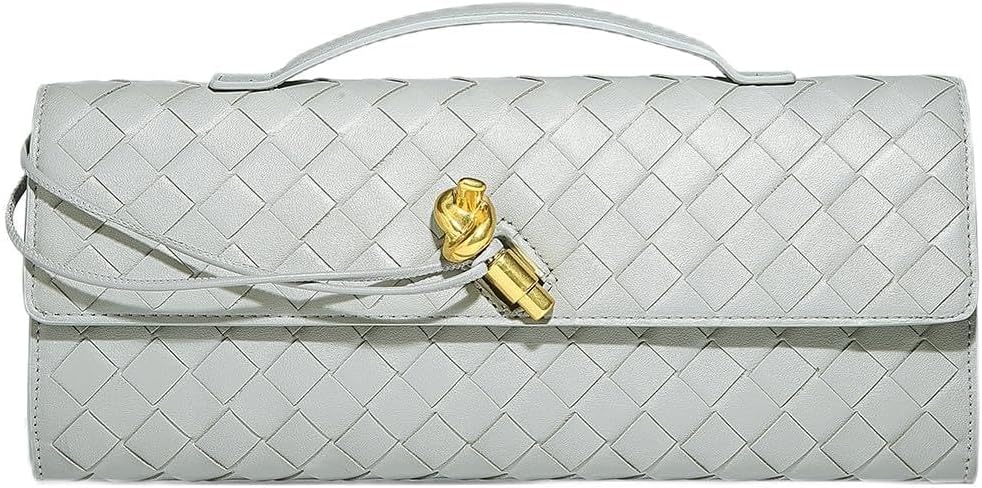 Trendy Woven Evening Clutch Purses for Women Evening Bags Handbags PU Leather Purse with Removable Shoulder Strap Bag