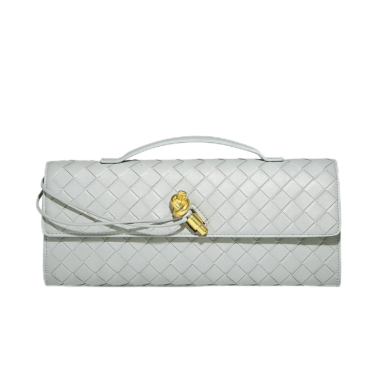 Trendy Woven Evening Clutch Purses for Women Evening Bags Handbags PU Leather Purse with Removable Shoulder Strap Bag