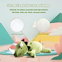 Vista 4 de Peluche de dinosaurio con peso de 4 libras, 24 pulgadas, suave, lindo, verde, animales de peluche, almohada de dinosaurio para niños y niñas