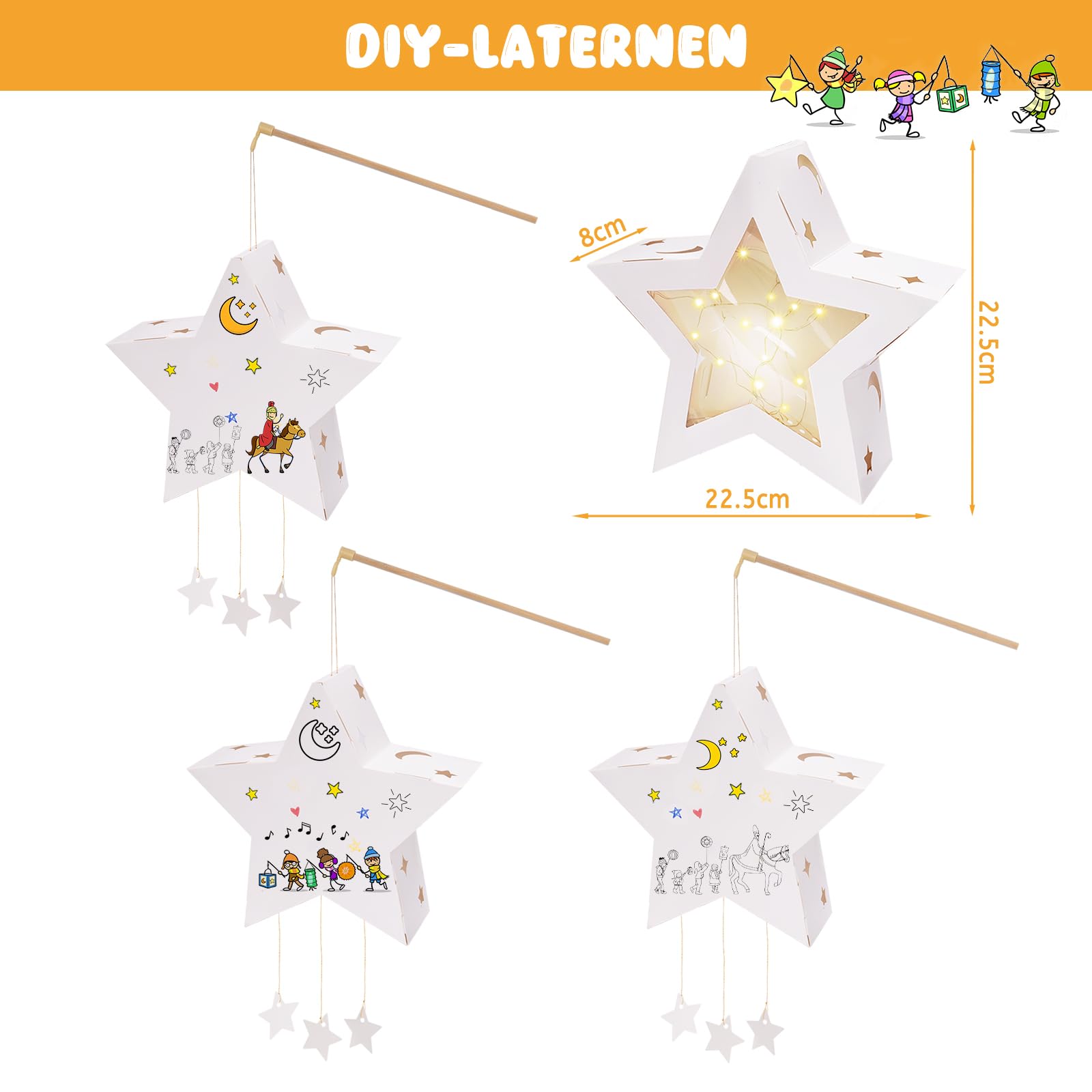 Kit De 4 Lanternes En Papier Pour Enfants - Décorations Halloween, Saint-Martin, Noël - Motifs Monstres, Araignées, Fantômes, Chauves-souris