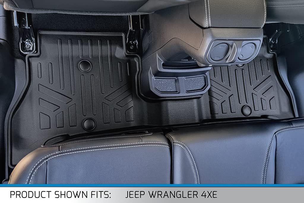 SMARTLINER All Weather Custom Fit 2 Row Floor Mat & Cargo Liner Set Compatible with 2021-2025 Jeep Wrangler 4xe (Only Fits Models Without The Trail Rail System)