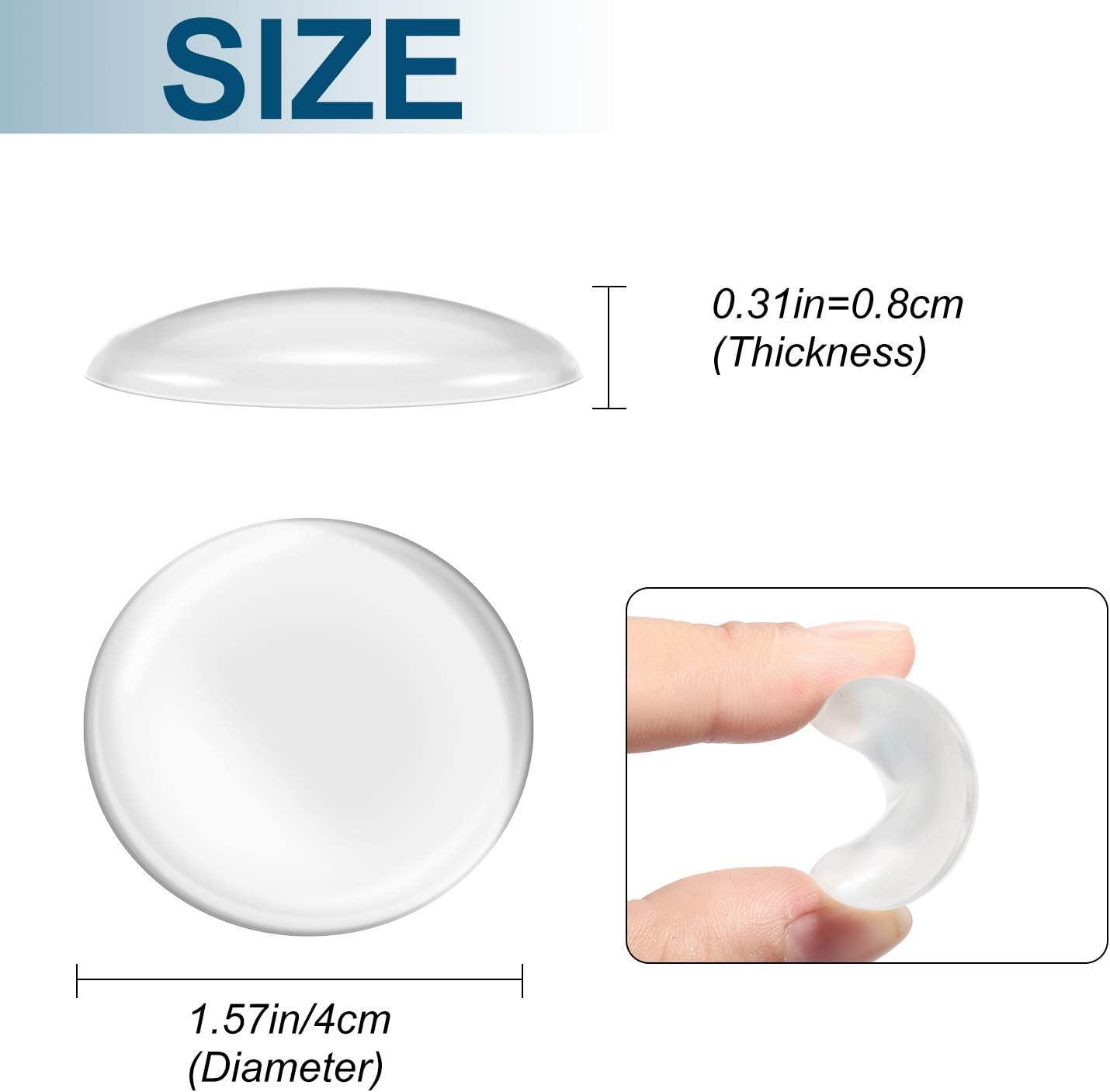18 Pieces Door Stopper Wall Protector, Transparent Round Door Knob Protector Self Adhesive Sticker Silicone Door Handle Bumper for Wall, Doorknob, Headboard, Refrigerator, Cabinets (1.57 Inch)