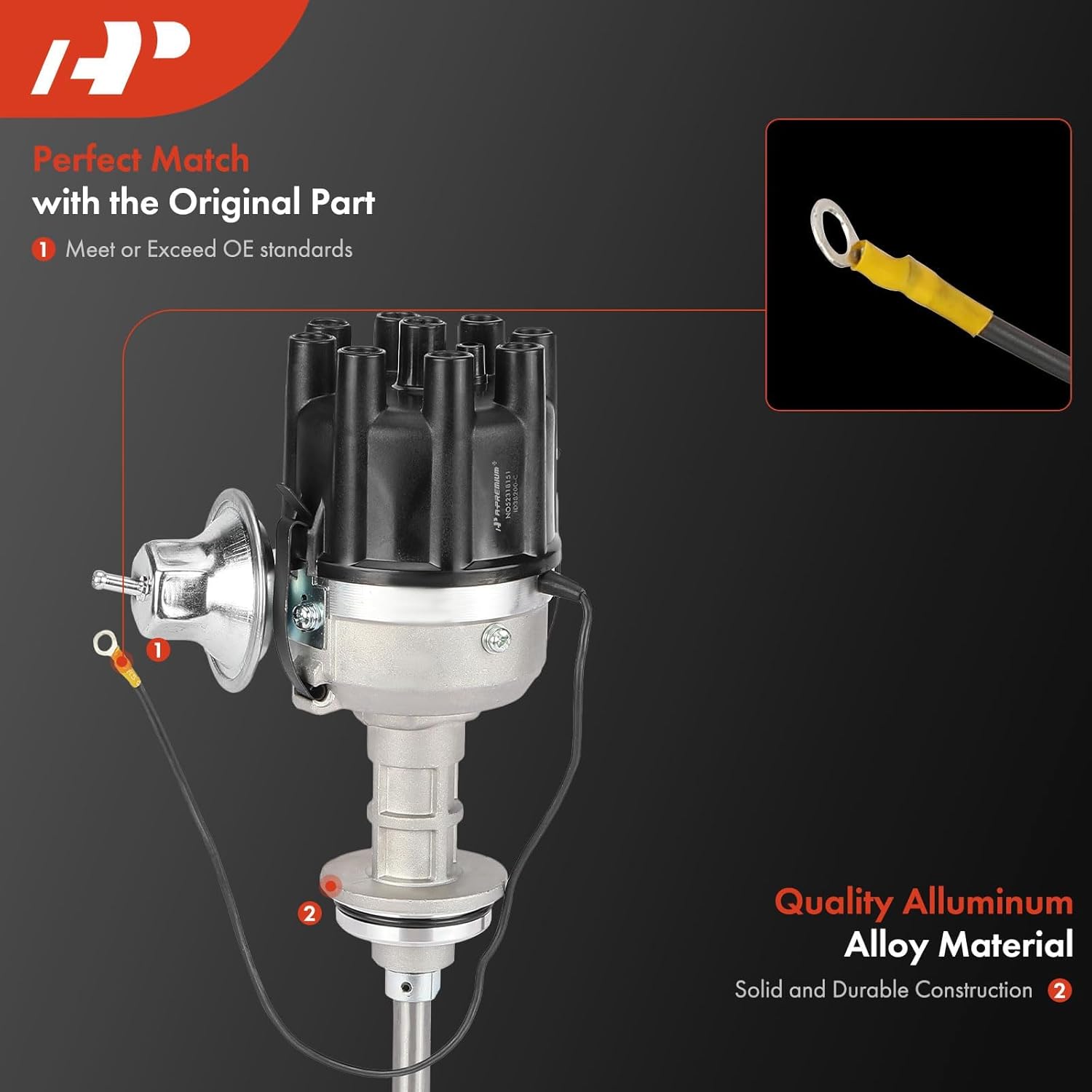 A-Premium Ignition Distributor with Cap and Rotor Compatible with Chrysler Newport & Desoto Desoto & Dodge Challenger, 330, Charger, Coronet, Monaco, Polara, A100 & Plymouth Cuda, Duster, Fury