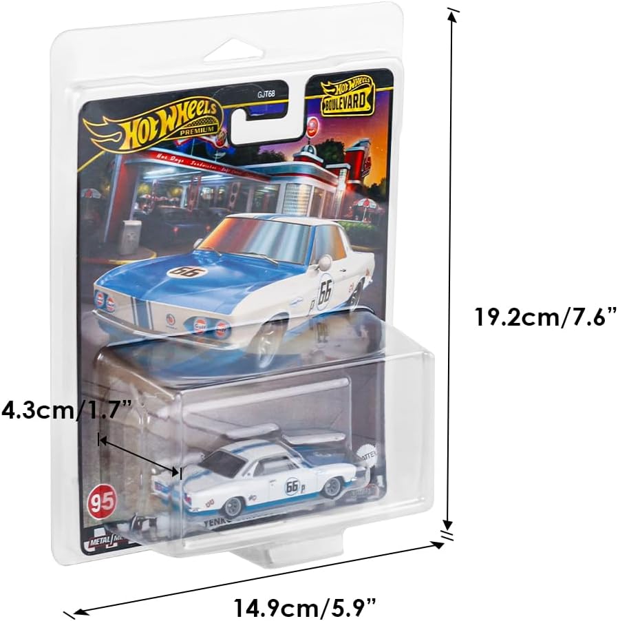 32 Pack Clear Clamshell Protector Case Compatible with Hot Wheels Premium, 0.6mm Thick PET Vehicle Blister Pack Cover Cases for Storage and Display (32)