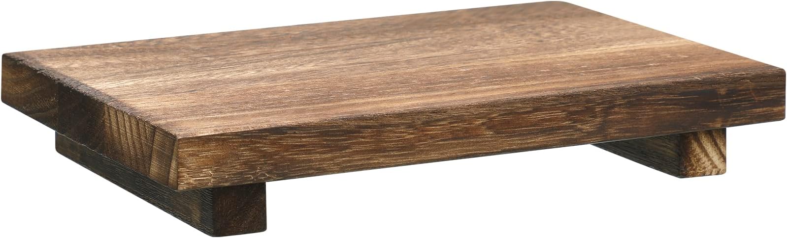 Nuogo Wood Riser Tray Soap, Stand Soap Tray for Kitchen Sink, Wood Pedestal for Kitchen Counter Sink Stand Decorative Rustic Bathroom Dishes for Plant Bottles Candles Display (Brown, 12 x 7 Inch)