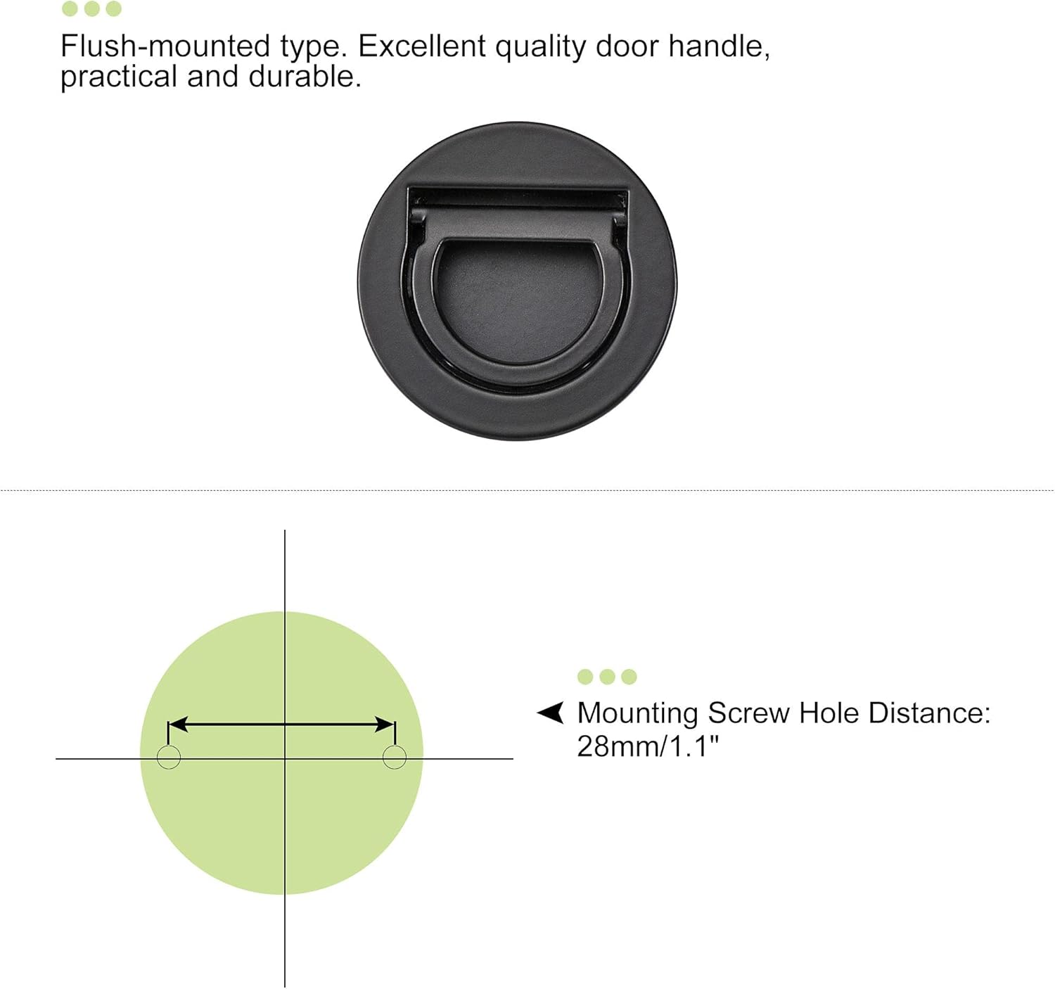 uxcell Flush Pull Ring Handle 40x10mm, 2pcs Plane Drawer Door Pull, Black