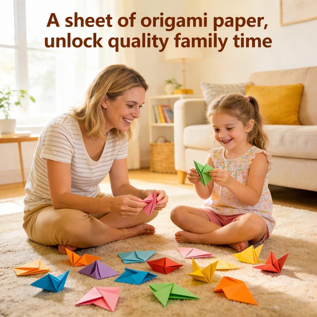 BUBU Origami Paper 500 Sheets 6x6 Inch Square with 20 Vivid Colors for Kids image 4
