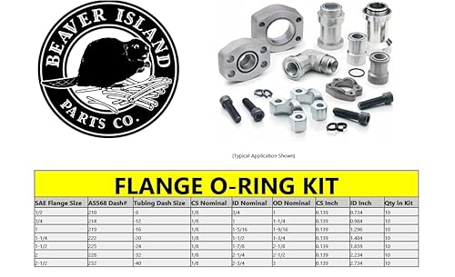 Miniatura 4 de Kit de juntas tóricas hidráulicas Accesorios de brida 70 piezas (7 tamaños comunes) SAE Buna-N 90 Durómetro SAE Código SAE 61 y 62