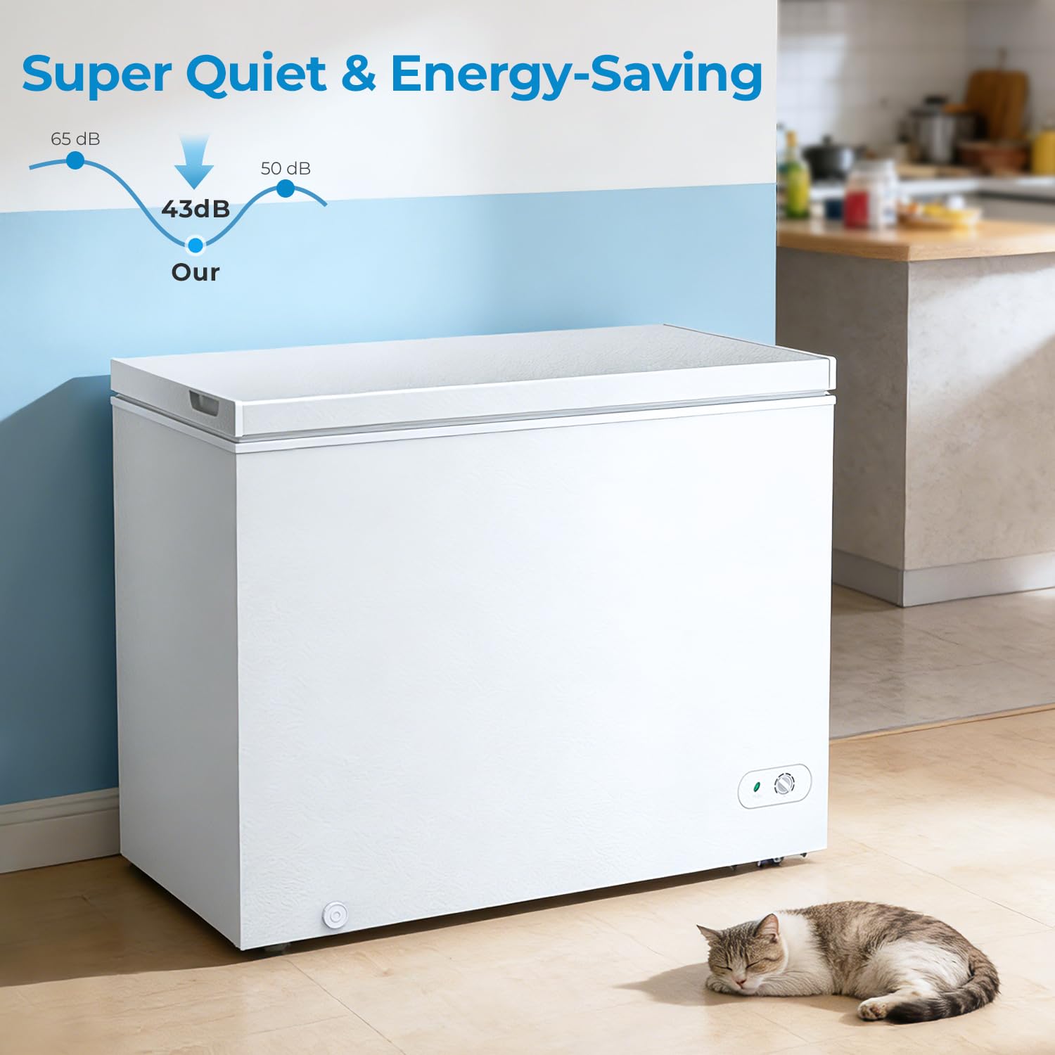 Antarctic Star Chest Freezer 10.0 Cubic Feet Compact Freezer With 3 Removable Baskets, Free Standing Top Open Door Deep Freezer, 7-Level Adjustable Temperature, White on Fridge.com - View 4