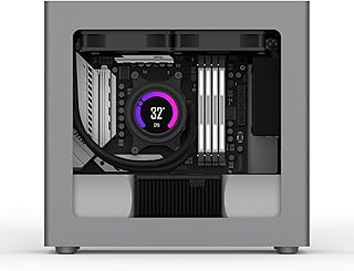 COOJ Z-18 SFF MATX Case, Mini ITX Gaming PC Case, CNC One-Piece Aluminum Shell, 18.2L Small Form Factor Computer Tower with Tempered Glass, Supports 240mm AIO & 328mm GPU (Gray)