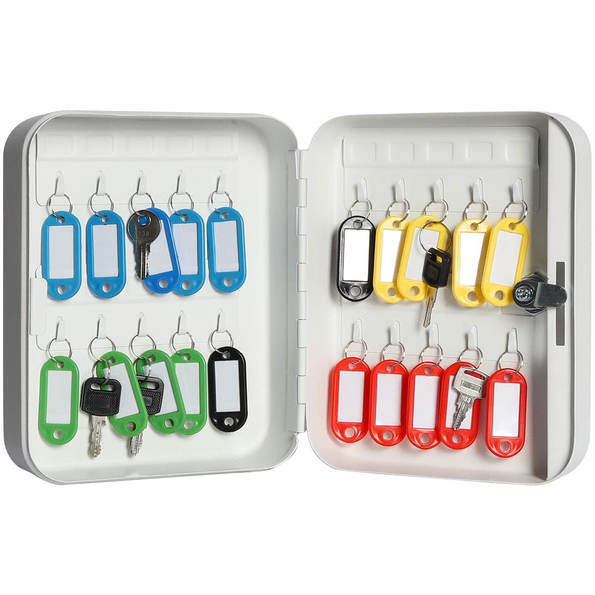 Zipron Key Cabinet Key Lock Box Wall Mount with 20 Key Holder Organizer Locker Case, Colored Key Tags & Hooks Wall Mounted Lock Box for Keys Storage, Homes, Property, Hotels, Business-image-44