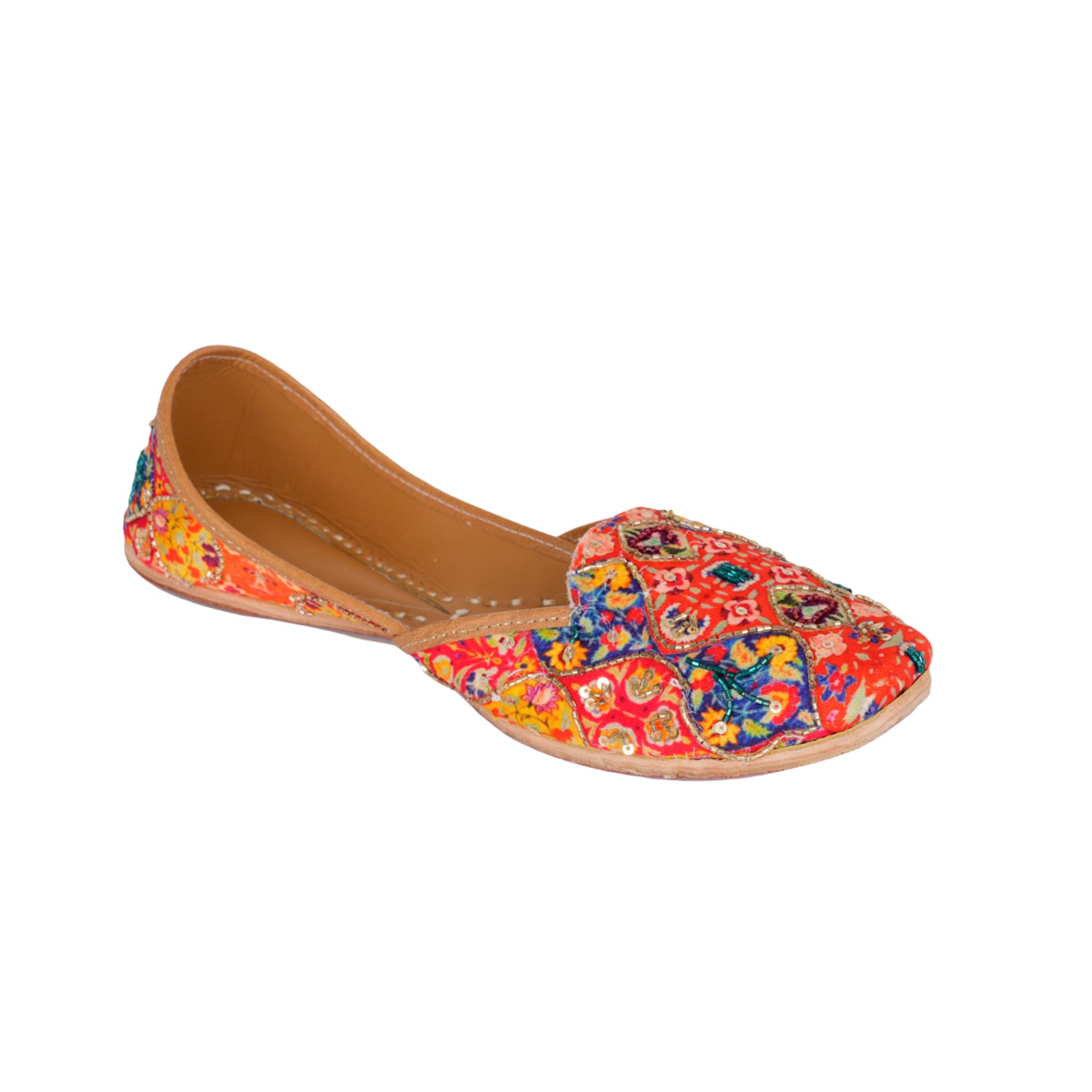 Women multicolour highlight work Ethnic Mojaris Flats |-picture-47
