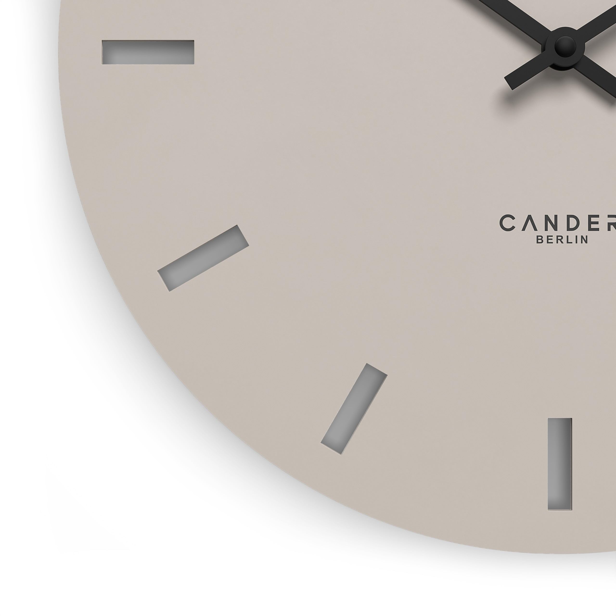 Cander Berlin MNU 2550 P XXL Wanduhr lautlos 50 cm ohne Tickgeräusche analog Wohnzimmer modern Vintage warmgrau groß
