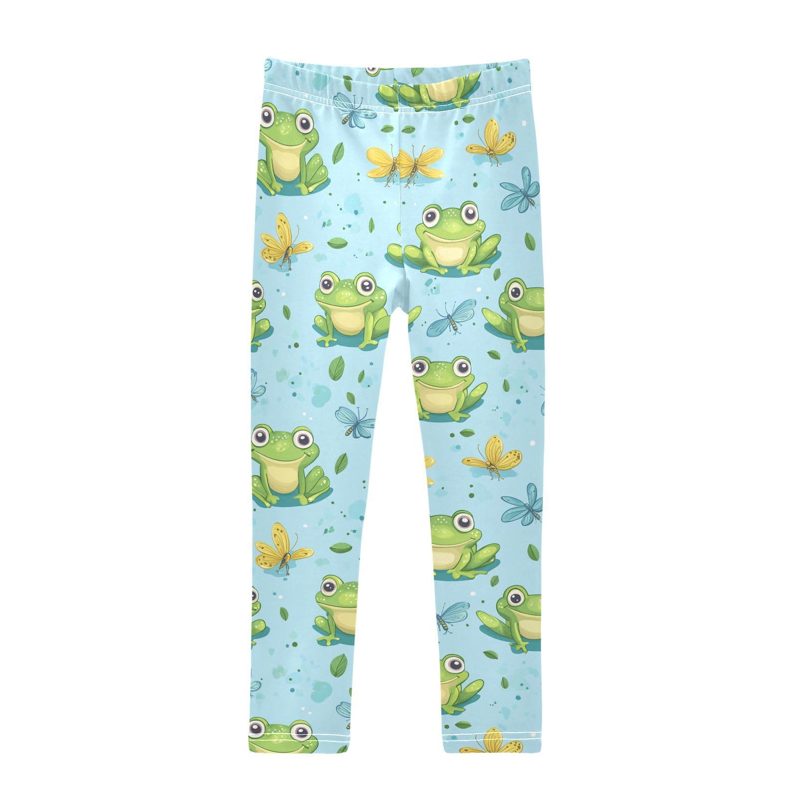 Wusikd Frogs Dragonflies Girls' Leggings Toddler Doodles Cartoon Kids Yoga Pants Dance Active Tights 5T Multi